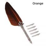 Metallist loominguline kirjatarvete pihusti kullaga 5 tk sulepliiatsiga. Signature t&auml;itesulepea pliiats oranž