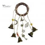 Uksenupp n&otilde;iakell Kodukaitse K&auml;sitsi valmistatud rippuv messingist kellukell rotangist p&auml;rg n&otilde;iakunsti ukseriide Wicca tuulekella kaunistus A