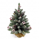 20-tolline v&auml;ikese j&otilde;ulupuu lauakaunistus sooja valge LED-valgusn&ouml;&ouml;riga punase puuvilja plastikust m&auml;nniga Red Fruit Plastic Pine