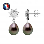 PERLINEA - Lumehelbekeste k&otilde;rvar&otilde;ngad - Ehtsad Tahiti kultiveeritud p&auml;rlid - Pirnid 8-9 mm - 925 Sterling Silver - Naiste ehted