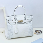 Uus nahast plaatinast kott krokodilli disainiga moekott naiste suure koti ja veisenahast &otilde;lakottiga 30x17x22cm valge