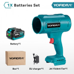 YOFIDRA elektriline ventilaator turbojoa ventilaator v&auml;givaldne &otilde;hup&uuml;stol k&auml;eshoitav lumeautokuivati ​​lehtede tolmupuhumist&ouml;&ouml;riist Makita 18 V aku jaoks 1xBattery EU Plug