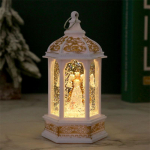 J&otilde;ululaternad s&auml;delev kuusnurkne &ouml;&ouml;valguslamp Dekoratiivne vanamehe lumememm Retro rippuv latern j&otilde;ulukaunistuseks 4inch