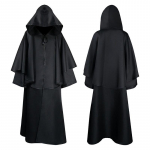 Halloweeni keskaegne soliidne kapuutsiga mantel Retro r&uuml;&uuml; surmamantel, cosplay kost&uuml;&uuml;m XXL valge