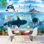 Moodne minimalistlik 3D-tapeet Veealune maailm seinamaaling Lastetoa lastetoa sisekujundus seinamaaling akvaariumi tapeet 200 cm(W) x 140 cm(H)