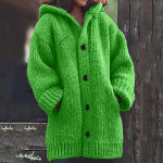 Naiste vabaaja soe avara n&ouml;&ouml;biga kapuuts, kudumine džemprid, pikad topid, pluus kampsun XXXL roheline