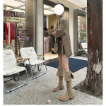 Talvine naine &uuml;le p&otilde;lve K&otilde;rged saapad Moodsad pikad saapad Kingad Naiste mugavad ruudu kontsaga naiste jalatsid 2024 35 aprikoosi