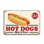 Hot Dog V&auml;rsked Hamburgerid Metallist Sildid BBQ Vintage Plakatid Kodu K&ouml;&ouml;gi Seinakujundus Raudplekkmaal Kiirtoidupoe Plaadid 20x30cm