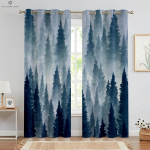 Uduvine Metsaroheline S&uuml;gisene Mets 3D Prinditud Kardinad, Sobivad Magamistuppa, Elutuppa, Kabinetti, K&ouml;&ouml;ki, 2 tk W50xH130(CM)x2PCS&Grommet Top