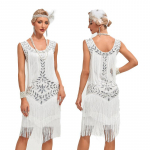 Vintage Gatsby balli kleit, &uuml;mmargune kaelus, litritega tikitud traksid, suur kleit 3XL