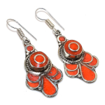Natural Red Coral Gemstone Handmade Jewelry Earring 2.29 s0a72