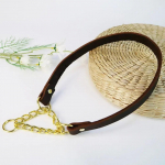 Ehtsast nahast koerte Martingale kaelarihmad Koerte treeningkaelarihm roostevabast terasest ketiga piiratud kaelarihm v&auml;ikesele keskmisele suurele koerale S (neck 23-33cm)