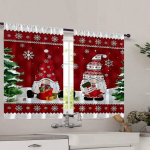 2 tk komplekt J&otilde;ulukardinad Lumemustri ja Puu Disainiga - Torutasku, Pol&uuml;esterkardinad Elutuppa, Magamistuppa, K&ouml;&ouml;ki 2x50W160H(CM)40x63in&Rod Pocket