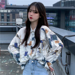 Harajuku Kassipluus Kevad Pikkade Varrukatega Alla P&ouml;&ouml;ratav Krae Vintage S&auml;rk Vaba Pluusid Mood L