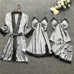 4 TK siidist seksikas pesu naiste siidist pitsist hommikumantli kleit, roheline roosa, Babydoll &ouml;&ouml;s&auml;rk, pitsist Camisole pidžaamakomplekt 3XL hall