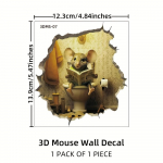 1 tk 3D hiireaugu seinakleebis, hiire istumise mustriga tualettruumis isekleepuv seinakleebis 1pc