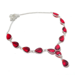 Garnet Ethnic 925 Sterling Silver Jewelry Necklace 18 y4w00