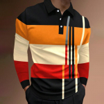 Kevadine ja s&uuml;gisene meeste golfipolo s&auml;rk, &auml;ri-vabaaja mood, meeste pikkade varrukatega polos&auml;rk S oranž