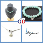 Pierres et Min&eacute;raux. Parure bijoux Bracelet Collier 10 Perles Amazonite 8 mm. Chaine en Taille personnalisable.