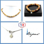Pierres et Min&eacute;raux. Parure bijoux Bracelet Collier perles Agate crazy lace 8 mm. Chaine en Taille personnalisable.