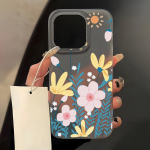Mobiiltelefoni&uuml;mbrised iPhone 11 13 15 Pro Max 12 14 Pro Max &uuml;mbrisele iPhone 16 15 Plus 13 Pro 12 j&auml;&auml;tunud tekstuuriga maalitud koomiksililled iPhone 11 valge