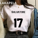 The Vampire Diaries Harajuku Kpop vabaaja l&uuml;hikeste varrukatega T-s&auml;rk Naiste Mood Ullzang T-s&auml;rk Damoni Ts&auml;rk 90S Korea Topid Naiste S