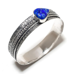 Natural Lapis Lazuli Gemstone Handmade 925 Sterling Silver Cuff Bangle 7.5 m6d26