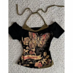 L&uuml;hikeste varrukatega vabaaja suvine t&auml;navamood gooti T-s&auml;rk gooti slim T-s&auml;rk femme crop top 90ndate vintage riided naiste T-s&auml;rgid punk seksikas M