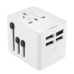 Universaalne reisipistikuadapter 3 USB-pordiga 1 C-t&uuml;&uuml;pi pordiga kiirlaadimise pistikupesa laiendiga toiteadapter EU/UK/USA/AUS reisimiseks m&otilde;eldud pistik valge