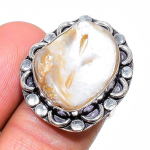 Biwa Pearl Handmade 925 Sterling Silver Jewelry Ring Size 6 u2k66