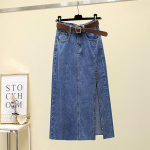 2023 Uus K&otilde;rge V&ouml;&ouml;kohaga Tikandiga Denim A-l&otilde;ikeline Seelik Naistele - S&uuml;gise Trend XXL