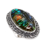 Natural Dichroic Glass Gemstone 925 Sterling Silver Jewelry Ring Size 9 y5f98