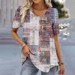 Suvine naiste T-s&auml;rk 3D Moeprintimine Gradient Harajuku T-s&auml;rk Suur s&auml;rk naiste r&otilde;ivastele Uus l&uuml;hikeste varrukatega V-kaelusega topp L