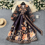 Prantsusmaa Elegantne Vintage Palee &Otilde;htukleit Naiste V&ouml;&ouml;d V&otilde;rk Prindiga Pikk Peokleit Naissoost Vabaaja &Scaron;ikk Festivaliriided Uus L must