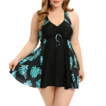 2 tk/komplekt pluss-suuruses ujumistrikoode, V-kaelusega, p&auml;itsed, voolava &auml;&auml;rega topid, bokserid, kiiresti kuivavad, l&otilde;hestatud disainiga ujumisriided L must