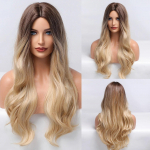 Pikalainelised s&uuml;nteetilised parukad Ombre must blond k&uuml;ljetukuga parukas Kuumakindlast kiust igap&auml;evaseks peojuukse Cosplay parukad naistele LC5070-1