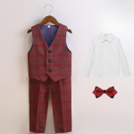 Laste vestikomplekt Kevad Uus Mood Ruuduline Briti Stiil Peremehe Esinemiskost&uuml;&uuml;m Lillepoiss Pulmakost&uuml;&uuml;m Beebi S&uuml;nnip&auml;ev Ametlikud Riided 80cm punane