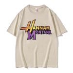 Uus Hannah Montana Logo T-s&auml;rk Naistele Unisex Suvine Vabaaja L&uuml;hikeste Varrukatega T-s&auml;rk Unisex Moodne Esteetiline Trend T-s&auml;rk Streetwear 4XL beež