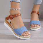 Naiste sandaalid 2025. aasta uued kontsakingad, suvised kiilukontsaga kingad, madalad platvormiga sandaalid, naiste jalatsid, suvekingad 36 sinine