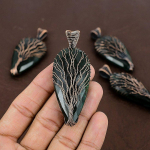 Emerald(Simulated) Gemstone Copper Wire Wrap Pendant 3.03 k6p02