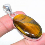 Natural Tiger Eye Gemstone Handmade 925 Sterling Silver Pendant 2.17 w3r18
