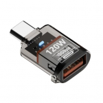 Type-C isane kuni USB A emane adapter 120W USB 3.2 Gen2 adapter kahepoolne 10Gbps andmeedastus l&auml;bipaistva kestaga adapter