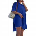 Naiste suures suuruses l&uuml;hikeste varrukatega tuunika ja kitsad l&uuml;hikesed p&uuml;ksid, 2-osaline &uuml;likond, spordir&otilde;ivaste komplekt XXXL