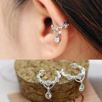 1 pair of ear hoops wrapped rhinestone crystal clip earrings jewelry wedding party woman earrings 1Pair silver