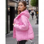 Naiste Mood Vabaaja S&uuml;gis Talv &Uuml;hev&auml;rviline Tr&uuml;kiga Pikkade Varrukatega Paks Joped ja Mantlid Sulemantlid S roosa