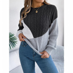S&uuml;gis- ja talvine naiste vabaaja lameda kootud Crash Twist kootud pikkade varrukatega pullover kampsun L