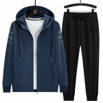 Meeste vabaaja spordihoodie komplekt, noorte spordi vaba l&otilde;ikega &uuml;mara kaelusega kaheosaline hoodie 8XL sinine