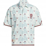Adidas Originals X Hoop York City Koost&ouml;&ouml; &Uuml;leni Prinditud L&uuml;hikeste Varrukatega S&auml;rk Unisex Topid Ivoorikalt Tekstuuriga-Roheline Tume-Punane JC5974 S