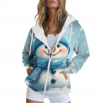 Naiste j&otilde;ulutr&uuml;kiga dressipluus s&uuml;gistalvine pikkade varrukatega kardiganjakk taskutega lukuga kapuuts &uuml;ler&otilde;ivad S