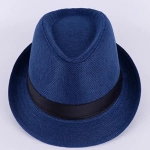 Moodne Briti Stiilis Jazz M&uuml;ts &Uuml;hev&auml;rviline Linane H&auml;rrasmehe Silinder M&uuml;ts Vabaaja Stiilis Denim M&uuml;ts Unisex Ranna Rullitud &Auml;&auml;rega P&auml;ikesem&uuml;ts sinine